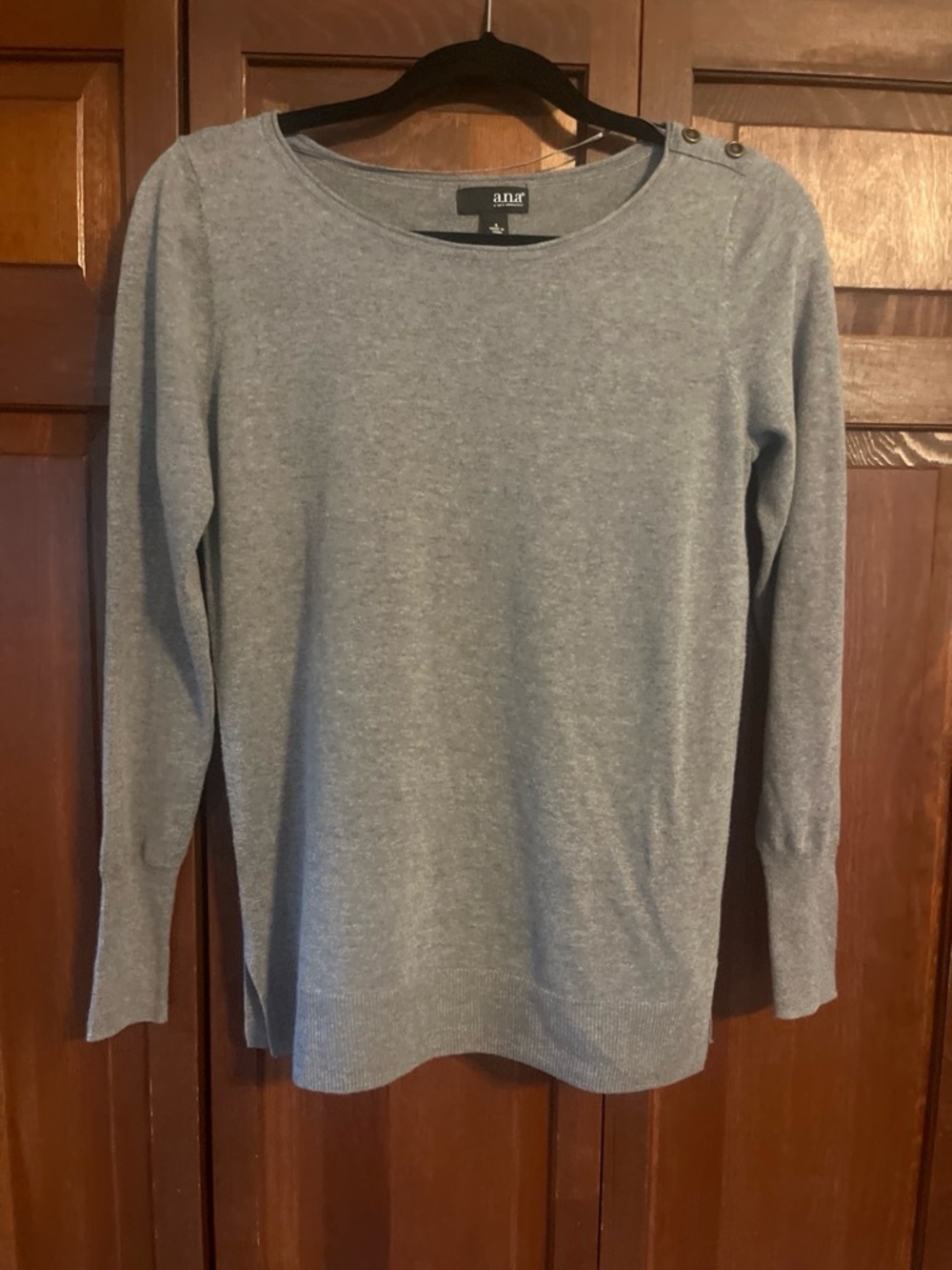 a.n.a Heather Gray Crewneck Sweater with Shoulder Buttons